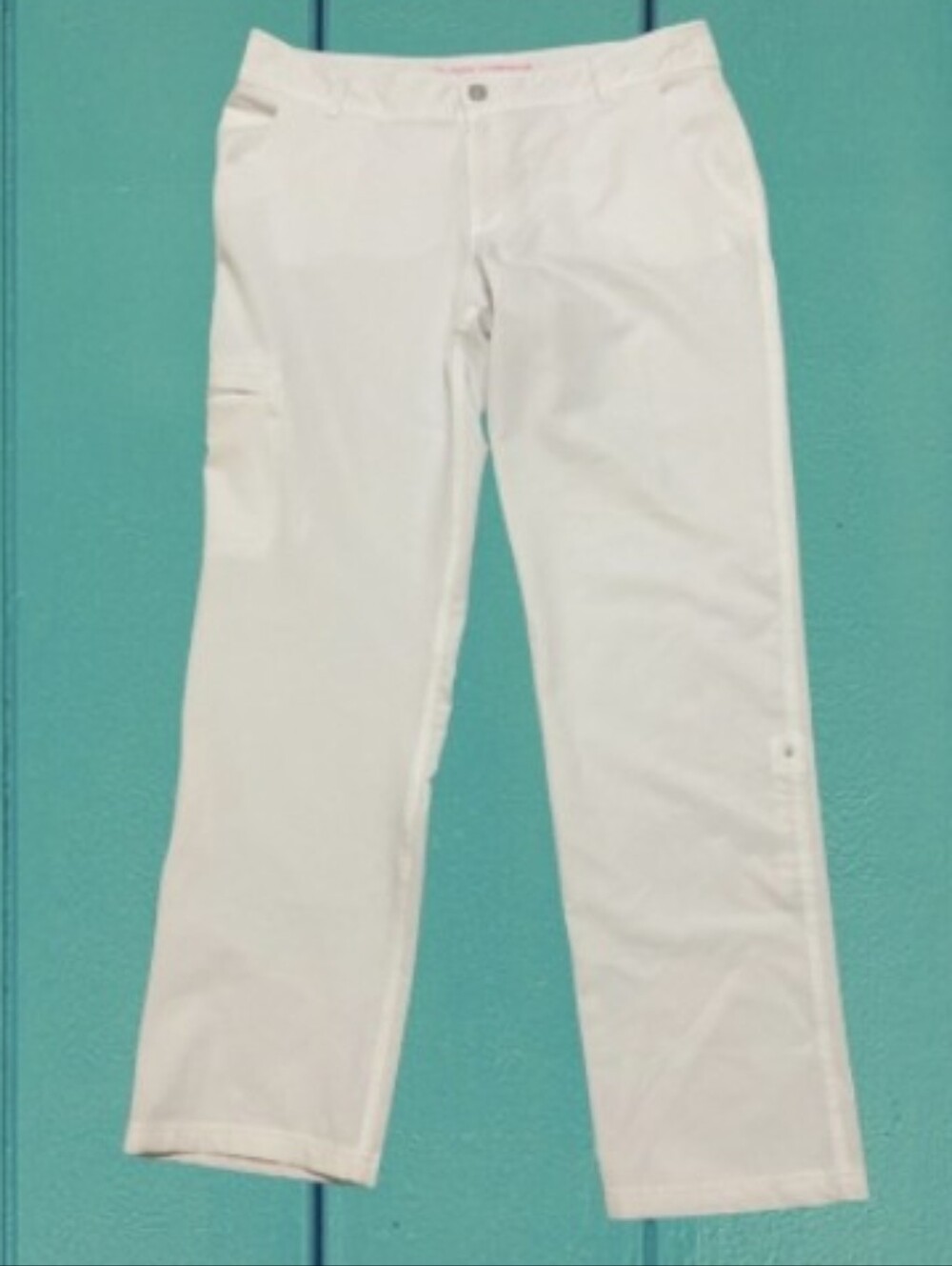 Reel Legends Summer White Lightweight Hybrid Cargo Pants Roll Tab Size 12